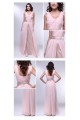 A-Line Long Pink Chiffon Prom Evening Formal Dresses ED010987