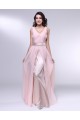 A-Line Long Pink Chiffon Prom Evening Formal Dresses ED010987