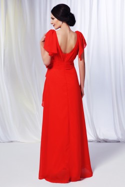 A-Line V-Neck Long Chiffon Prom Evening Formal Dresses ED010988