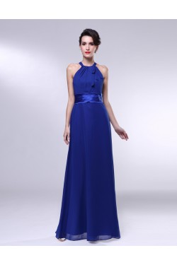 A-Line Long Blue Chiffon Prom Evening Formal Dresses Bridesmaid Dresses ED010990