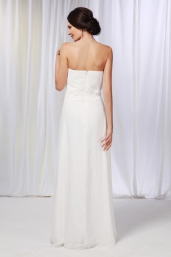A-Line Strapless Long White Chiffon Prom Evening Formal Dresses ED010994