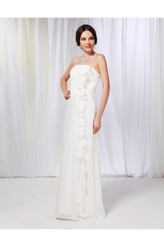 A-Line Strapless Long White Chiffon Prom Evening Formal Dresses ED010994 A-Line Strapless Long White Chiffon Prom Evening Formal Dresses ED010994