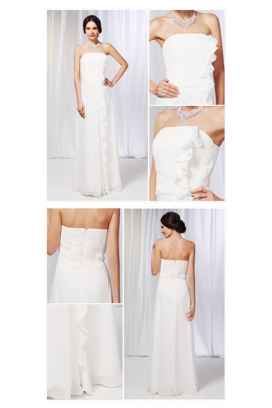 A-Line Strapless Long White Chiffon Prom Evening Formal Dresses ED010994 A-Line Strapless Long White Chiffon Prom Evening Formal Dresses ED010994