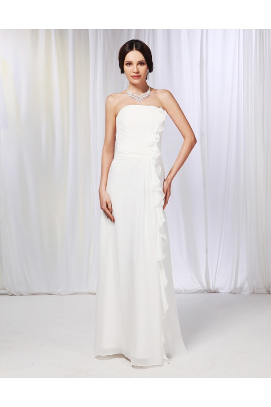 A-Line Strapless Long White Chiffon Prom Evening Formal Dresses ED010994 A-Line Strapless Long White Chiffon Prom Evening Formal Dresses ED010994