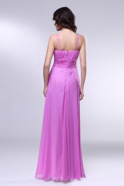 A-Line V-Neck Spaghetti Strap Long Chiffon Prom Evening Formal Dresses ED010995