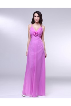 A-Line V-Neck Spaghetti Strap Long Chiffon Prom Evening Formal Dresses ED010995