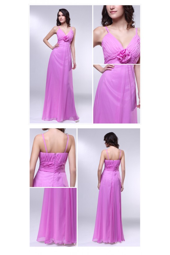 A-Line V-Neck Spaghetti Strap Long Chiffon Prom Evening Formal Dresses ED010995
