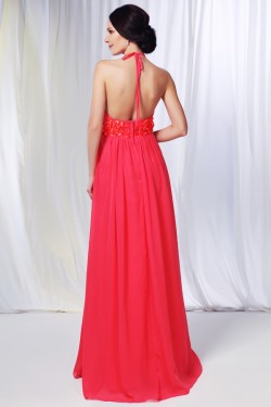Sheath/Column Halter Long Chiffon Prom Evening Formal Dresses Bridesmaid Dresses ED010996