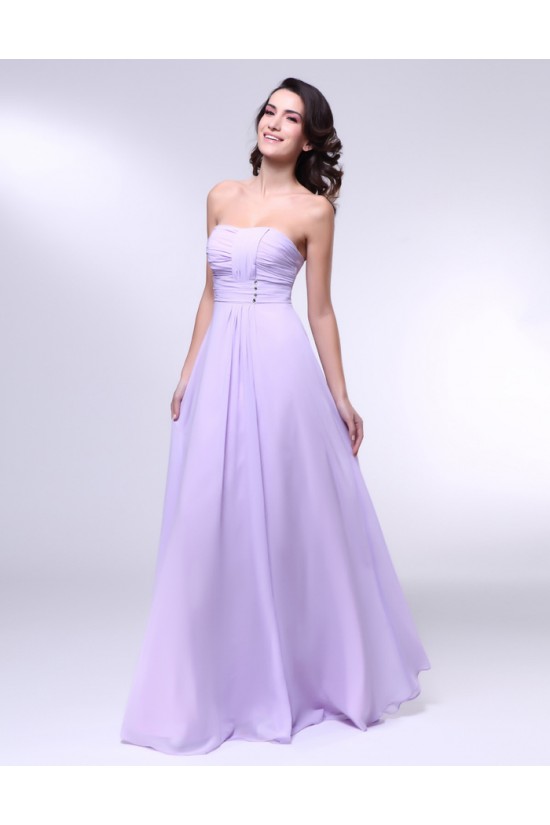 A-Line Strapless Long Chiffon Prom Evening Formal Dresses ED010997