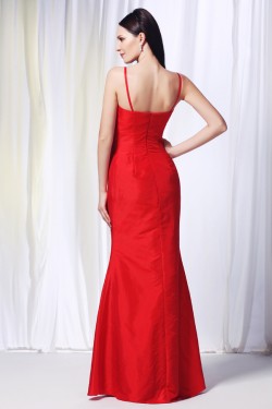 Trumpet/Mermaid Spaghetti Strap Long Red Prom Evening Bridesmaid Dresses ED010999