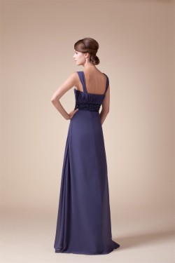A-Line Beading Straps Floor-Length Chiffon Long Prom Evening Formal Dresses 02020005