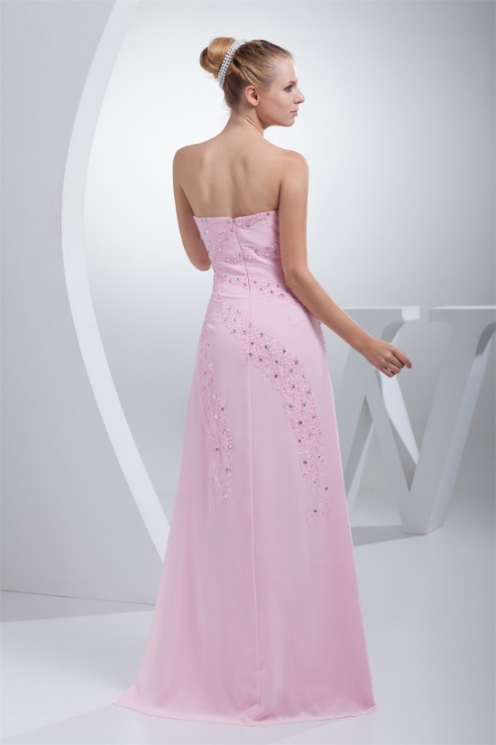 A-Line Chiffon Beading Sleeveless Long Pink Prom/Formal Evening Dresses 02020008 A-Line Chiffon Beading Sleeveless Long Pink Prom/Formal Evening Dresses 02020008