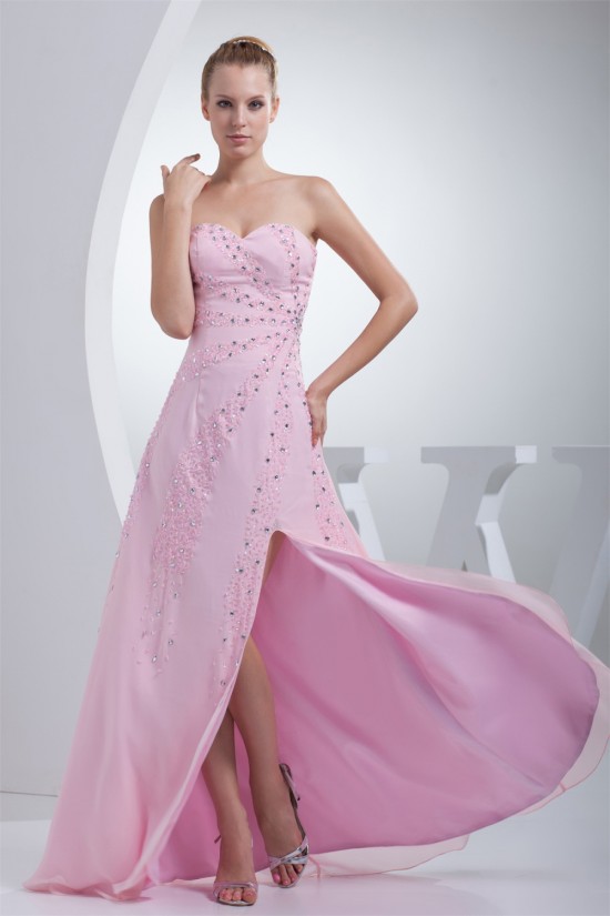 A-Line Chiffon Beading Sleeveless Long Pink Prom/Formal Evening Dresses 02020008 A-Line Chiffon Beading Sleeveless Long Pink Prom/Formal Evening Dresses 02020008
