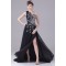 A-Line Chiffon One-Shoulder Beaded Long Black Prom/Formal Evening Dresses 02020011
