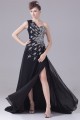 A-Line Chiffon One-Shoulder Beaded Long Black Prom/Formal Evening Dresses 02020011 A-Line Chiffon One-Shoulder Beaded Long Black Prom/Formal Evening Dresses 02020011
