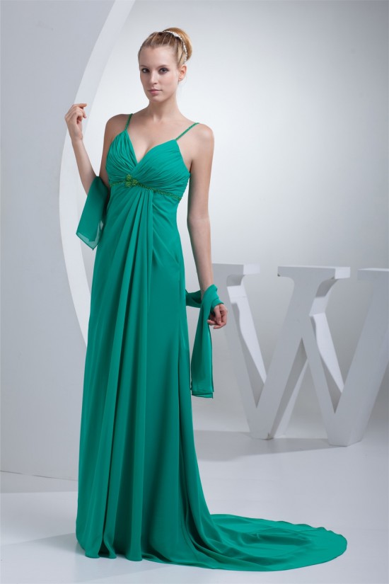 A-Line Chiffon Spaghetti Strap Long Green Prom/Formal Evening Maternity Dresses 02020014 A-Line Chiffon Spaghetti Strap Long Green Prom/Formal Evening Maternity Dresses 02020014
