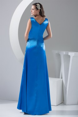 A-Line Dropped Floor-Length Long Blue Prom Party Formal Evening Bridesmaid Dresses 02020015