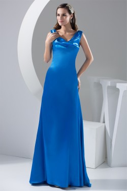 A-Line Dropped Floor-Length Long Blue Prom Party Formal Evening Bridesmaid Dresses 02020015