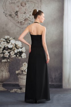 A-Line Floor-Length Halter Beading Chiffon Long Black Prom/Formal Evening Dresses 02020017