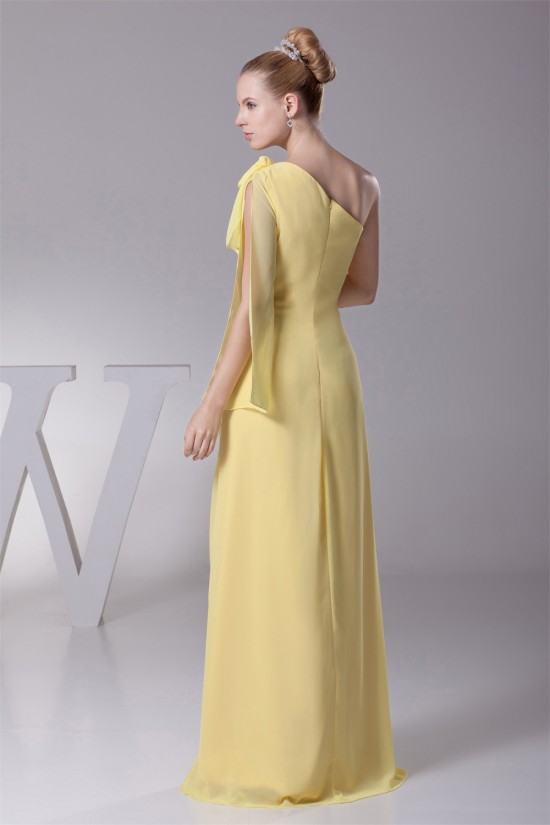 A-Line One-Shoulder Sleeveless Draped Floor-Length Long Yellow Prom Evening Bridesmaid Dresses 02020022 A-Line One-Shoulder Sleeveless Draped Floor-Length Long Yellow Prom Evening Bridesmaid Dresses 02020022