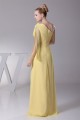 A-Line One-Shoulder Sleeveless Draped Floor-Length Long Yellow Prom Evening Bridesmaid Dresses 02020022