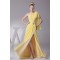 A-Line One-Shoulder Sleeveless Draped Floor-Length Long Yellow Prom Evening Bridesmaid Dresses 02020022