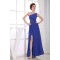 A-Line One-Shoulder Sleeveless Ruffles Chiffon Long Blue Prom/Formal Evening Dresses 02020023
