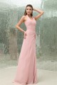 Affordable Sheath/Column Pleats Halter Floor-Length Chiffon Long Pink Evening Formal Bridesmaid Dresses 02020025