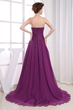 A-Line Ruched Strapless Chiffon Long Purple Prom/Formal Evening Dresses 02020026