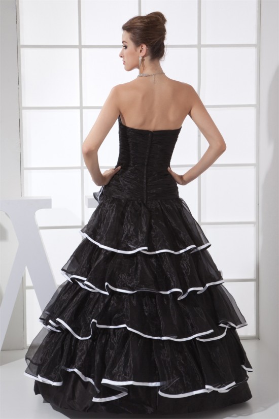 A-Line Ruffles Floor-Length Satin Organza Long Black Prom/Formal Evening Dresses 02020028 A-Line Ruffles Floor-Length Satin Organza Long Black Prom/Formal Evening Dresses 02020028