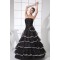 A-Line Ruffles Floor-Length Satin Organza Long Black Prom/Formal Evening Dresses 02020028