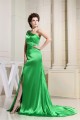 Silk like Satin One-Shoulder Sleeveless Long Green Prom/Formal Evening Dresses 02020029