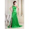 Silk like Satin One-Shoulder Sleeveless Long Green Prom/Formal Evening Dresses 02020029