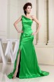 Silk like Satin One-Shoulder Sleeveless Long Green Prom/Formal Evening Dresses 02020029