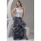 A-Line Sleeveless Beading Organza One-Shoulder Black White Prom/Formal Evening Dresses 02020032
