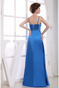 A-Line Sleeveless Brush Sweep Train Beading Long Blue Evening Party Formal Dresses 02020033