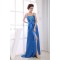 A-Line Sleeveless Brush Sweep Train Beading Long Blue Evening Party Formal Dresses 02020033