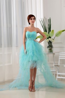 High Low Sweetheart Beaded Fine Netting Sweetheart Prom/Formal Evening Dresses 02020038
