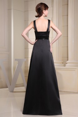 A-Line Sleeveless Sequins Floor-Length Square Long Black Prom/Formal Evening Dresses 02020039