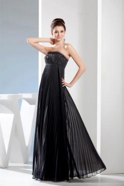 Empire Strapless Chiffon Long Black Prom/Formal Evening Dresses Maternity Evening Dresses 02020042