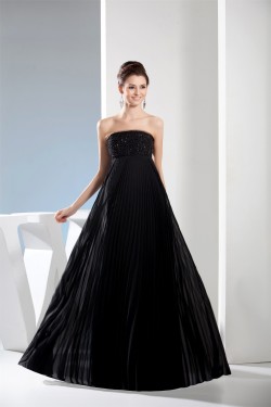 Empire Strapless Chiffon Long Black Prom/Formal Evening Dresses Maternity Evening Dresses 02020042