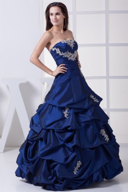 Ball Gown Strapless Taffeta Sleeveless Floor-Length Long Prom Formal Dresses 02020045