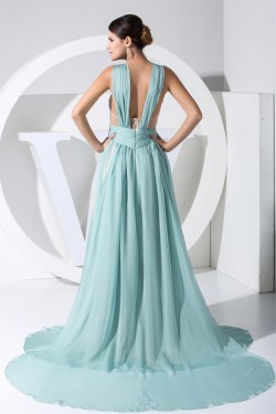 A-Line V-Neck Chiffon Long Prom/Formal Evening Bridesmaid Dresses 02020050