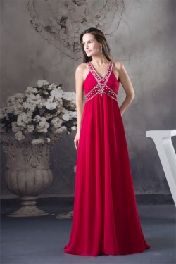 Empire V-Neck Sleeveless Beading Chiffon Long Prom/Formal Evening Dresses Maternity Evening Dresses 02020051