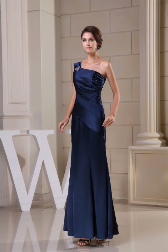 Trumpet/Mermaid One-Shoulder Long Evening Party Bridesmaid Dresses 02020056