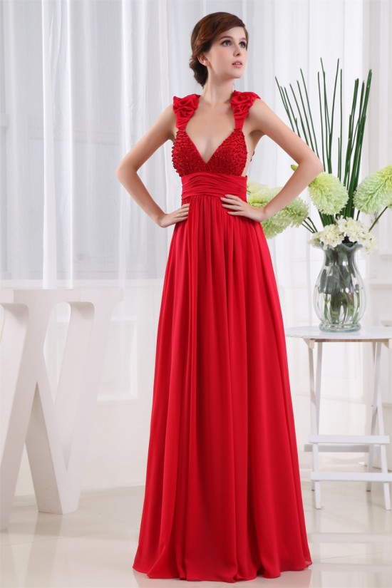 A-Line Floor-Length Chiffon Beaded Long Red Prom Evening Party Dresses 02020064 A-Line Floor-Length Chiffon Beaded Long Red Prom Evening Party Dresses 02020064
