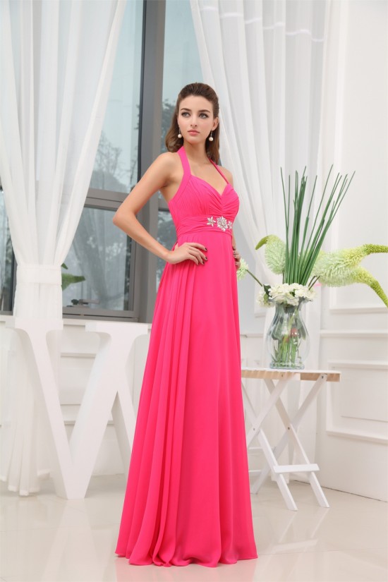 A-Line Beading Sleeveless Floor-Length Halter Long Chiffon Prom/Formal Evening Dresses 02020067 A-Line Beading Sleeveless Floor-Length Halter Long Chiffon Prom/Formal Evening Dresses 02020067