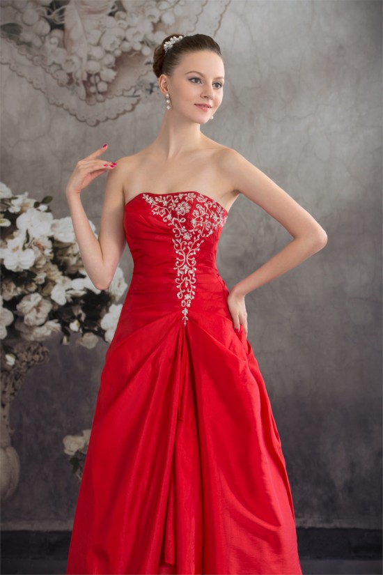 Beading A-Line Strapless Floor-Length Taffeta Long Red Prom/Formal Evening Dresses 02020068 Beading A-Line Strapless Floor-Length Taffeta Long Red Prom/Formal Evening Dresses 02020068