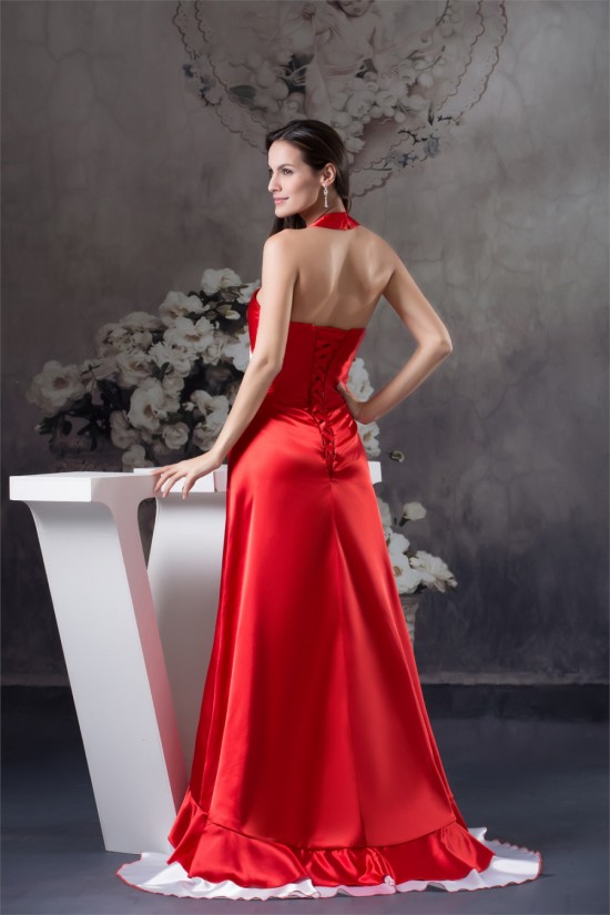 Beading Brush Sweep Train A-Line Halter Long Red Prom/Formal Evening Dresses 02020069 Beading Brush Sweep Train A-Line Halter Long Red Prom/Formal Evening Dresses 02020069