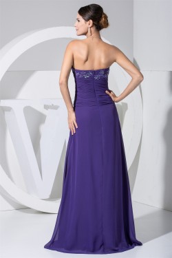 A-Line Beading Chiffon Strapless Long Purple Evening Formal Mother of the Bride Dresses 02020073